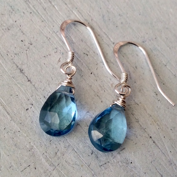New London Blue Topaz Sterling Silver Earrings - Picture 4 of 7
